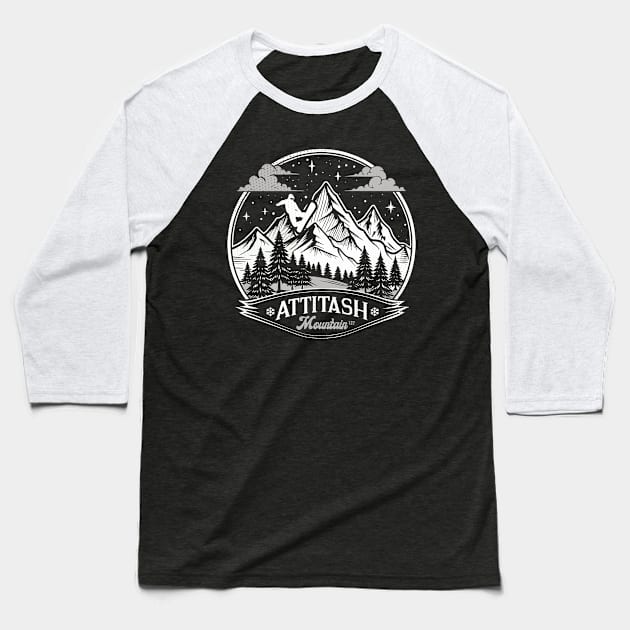 Retro Attitash Mountain Ski Baseball T-Shirt by Surrealcoin777